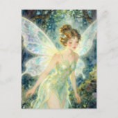 Fee in einem grünen Kleid Postkarte (Vorderseite)