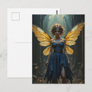Fee in einem Jeanskleid Postkarte