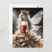 Fee in einem Modekleid aus Chip-Taschen Postkarte (Vorne/Hinten)