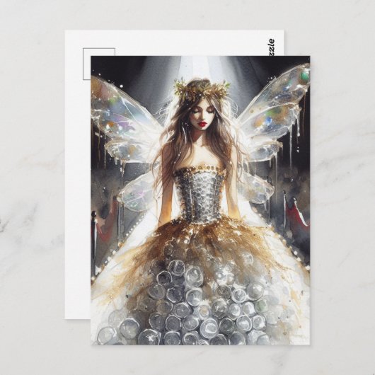 Fee in einem Modekleid aus Kunststoff Postkarte (Vorne/Hinten)