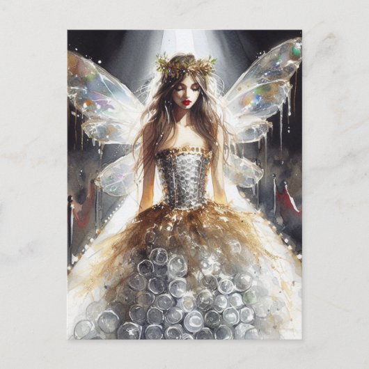 Fee in einem Modekleid aus Kunststoff Postkarte (Vorderseite)