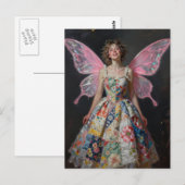 Fee in einem Patchwork-Deckchenkleid Postkarte (Vorne/Hinten)