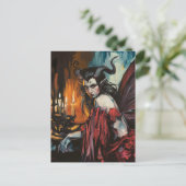 Fee in einem roten Kleid Dark Fantasy Postkarte (Stehend Vorderseite)
