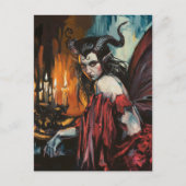 Fee in einem roten Kleid Dark Fantasy Postkarte (Vorderseite)