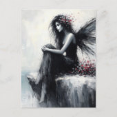 Fee in einem schwarzen Kleid, das auf der Kante si Postkarte (Vorderseite)