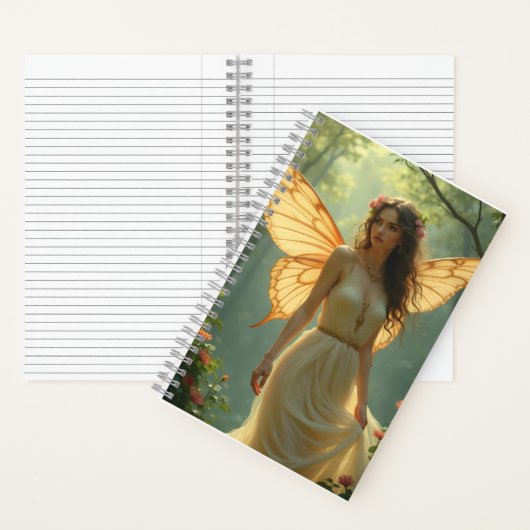 Fee in einem weißen Kleid im Wald Notizblock (Innen)