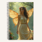 Fee in einem weißen Kleid im Wald Notizblock (Vorderseite)