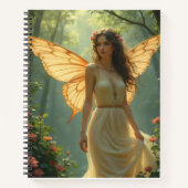 Fee in einem weißen Kleid im Wald Notizblock (Vorderseite)