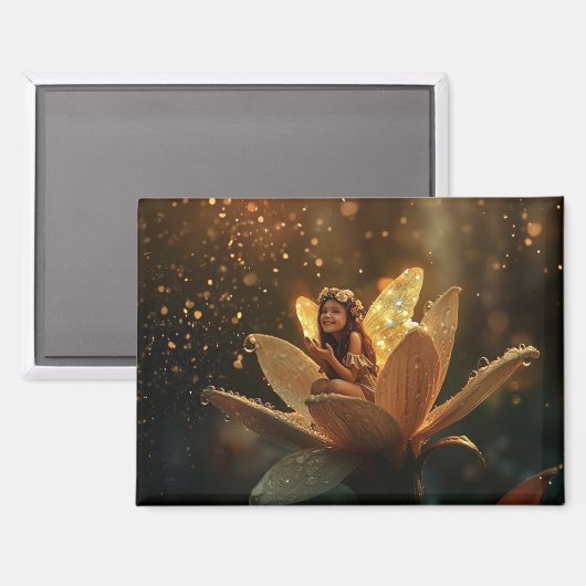 Fee in einer Blume, Frühlingsreif Magnet (Vorderseite/Rückseite)