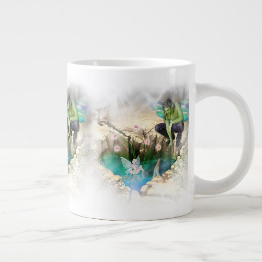 Fee in Elven Pond Vignette Jumbo-Tasse (Rechts)