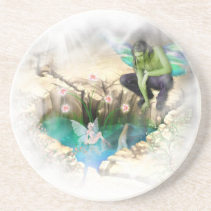 Fee in Elven Pond Vignette Sandstein Untersetzer