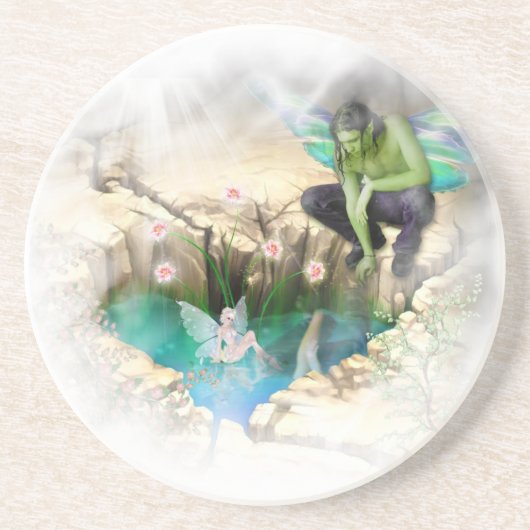 Fee in Elven Pond Vignette Sandstein Untersetzer (Vorne)