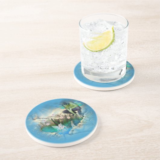 Fee in Elven Pond Vignette Sandstein Untersetzer (Seite)