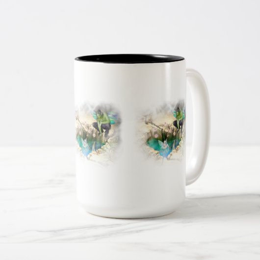 Fee in Elven Pond Vignette Zweifarbige Tasse (VorderseiteRechts)