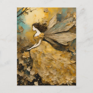 Fee in Gelb Postkarte