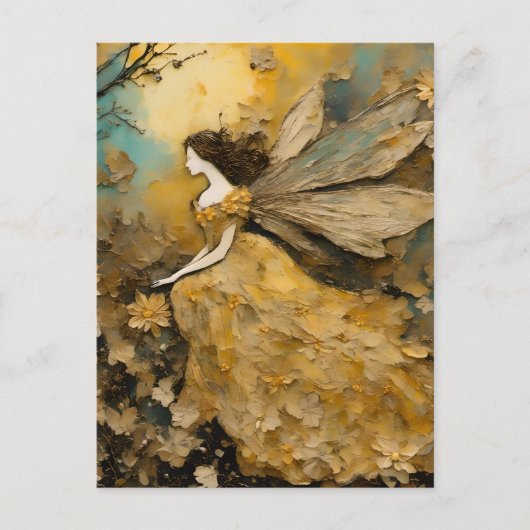 Fee in Gelb Postkarte (Vorderseite)