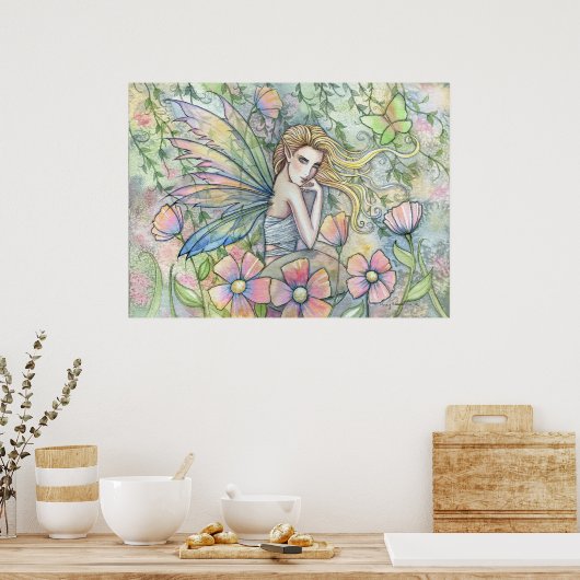 Fee in verzaubertem Gartenposter Poster (Küche)