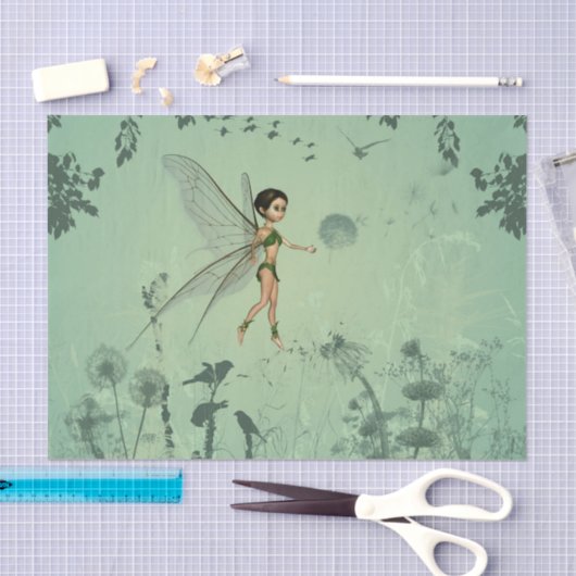 Fee mit Löwenzahn Seidenpapier (Handwerk)