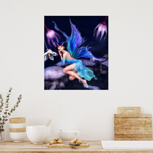 Fee mit Pilzplakat ab 14.95 Uhr Poster (Küche)