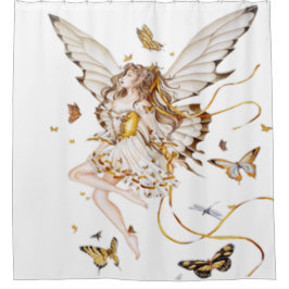 Fee mit Schmetterlingen Duschvorhang