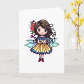 Fee mit Tiny White Kitten Illustration Karte (Gelbe Blume)