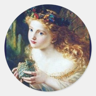 Fee pixie magische Märchen Fantasie hübsches Mädch Runder Aufkleber