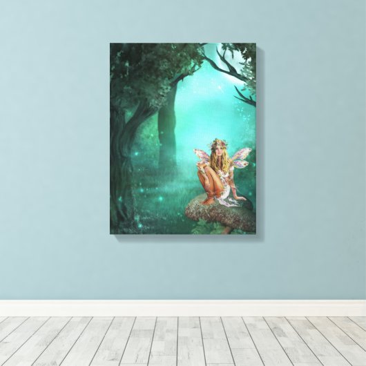 Fee sitzend auf einem Pilz ummantelte Leinwand Pri (Insitu (Holzboden))