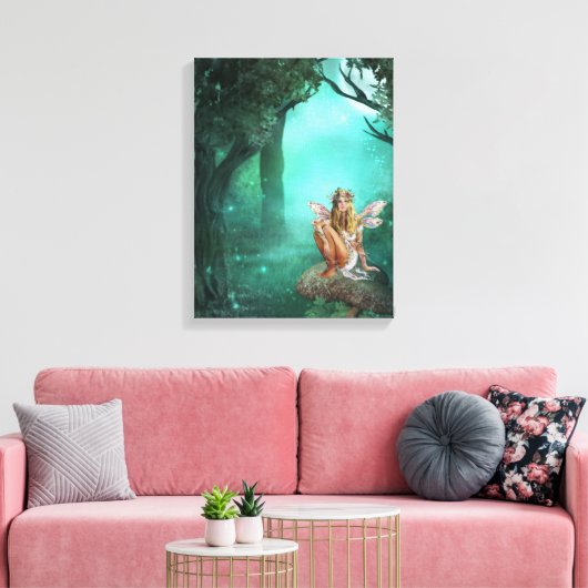 Fee sitzend auf einem Pilz ummantelte Leinwand Pri (Insitu (Wohnzimmer))