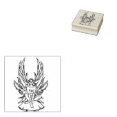 Fee sitzt auf einem Pilz Gummistempel (Stempel)