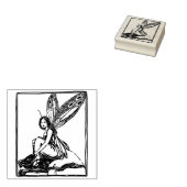 Fee sitzt auf einem Pilz Gummistempel (Stempel)