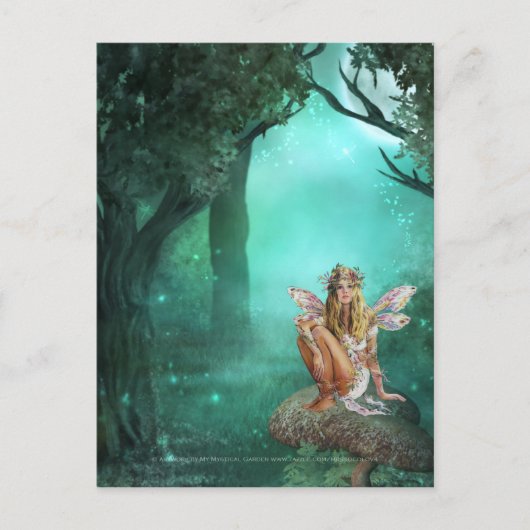 Fee sitzt auf einem Pilz-Postkarte 2 Postkarte (Vorderseite)