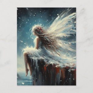 Fee sitzt auf einer Klippe Postkarte