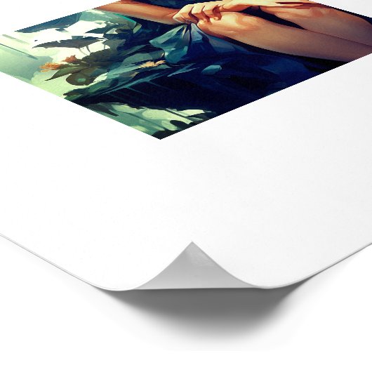 Fee sitzt im Regen Poster (Ecke)