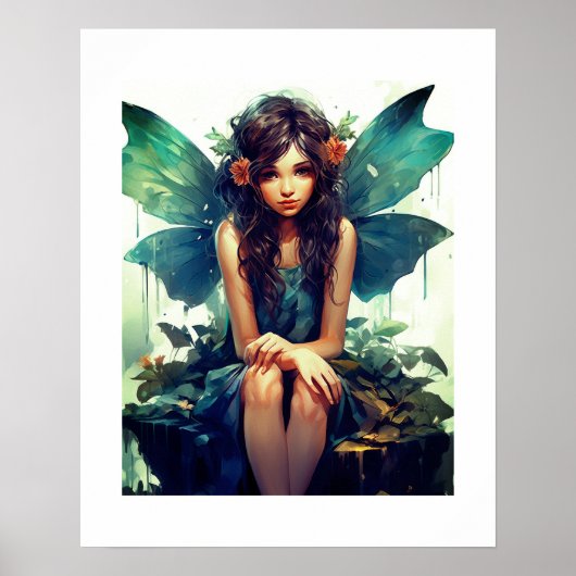 Fee sitzt im Regen Poster (Vorne)