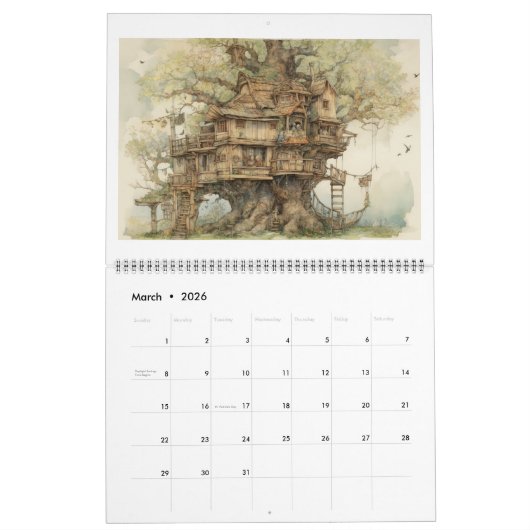 Fee Treehouses 2024 Kalender (Mär 2026)