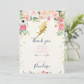 Fee und Blumen danken Ihnen zu kardieren Dankeskarte (Stehend Vorderseite)