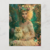Fee und Katze Postkarte (Vorderseite)