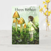 Fee-und Toadstools-Geburtstags-Karte Karte (Gelbe Blume)