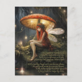 Fee unter Pilz im Regen Postkarte (Vorderseite)