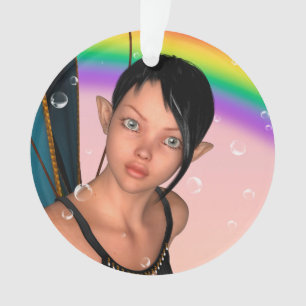 Fee unter Regenbogen Ornament