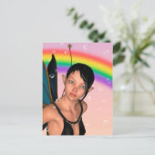 Fee unter Regenbogen Postkarte (Stehend Vorderseite)
