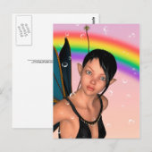 Fee unter Regenbogen Postkarte (Vorne/Hinten)
