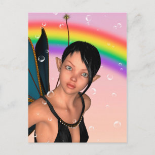 Fee unter Regenbogen Postkarte