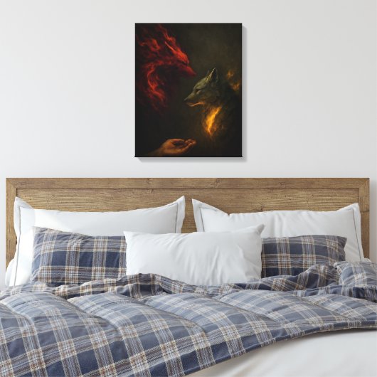 Feed the Right Wolf – Symbolic Canvas Art Leinwanddruck (Insitu (Schlafzimmer))