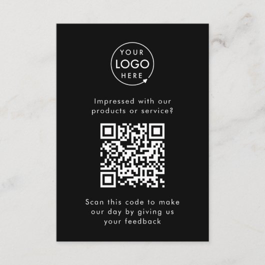 Feedback des Kunden | QR Code Black Business Revie Begleitkarte (Vorderseite)