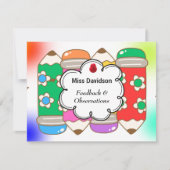 Feedback-Kommentar des Lehrers an den Schüler Mitteilungskarte (Vorderseite)