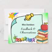 Feedback-Kommentar des Lehrers an den Schüler Mitteilungskarte (Vorderseite)