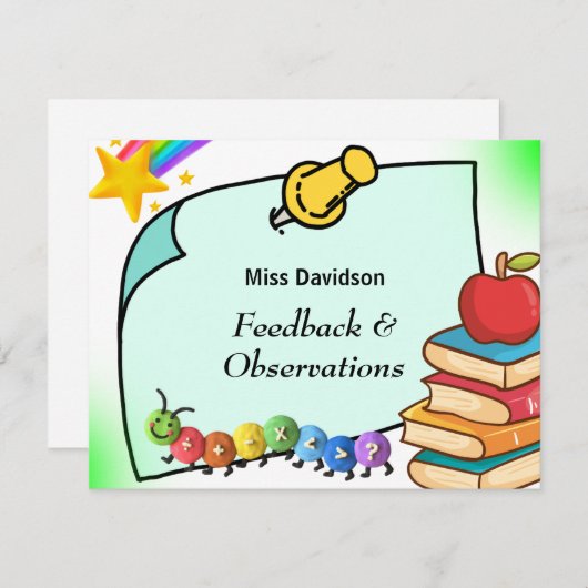 Feedback-Kommentar des Lehrers an den Schüler Mitteilungskarte (Vorne/Hinten)