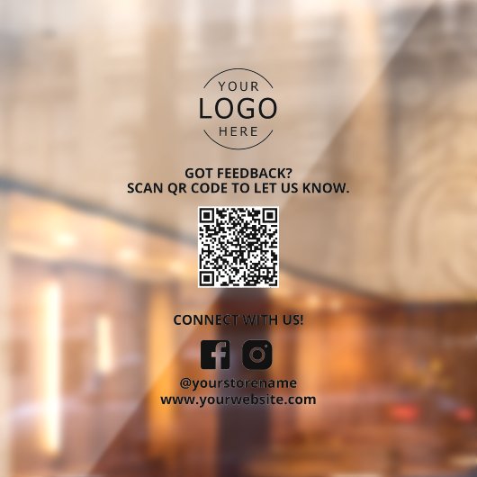 Feedback QR Code Social Media Marketing Store Sign Fensteraufkleber (Blatt 2)