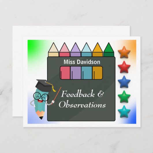 Feedback von Lehrern an Studierende Mitteilungskarte (Vorne/Hinten)